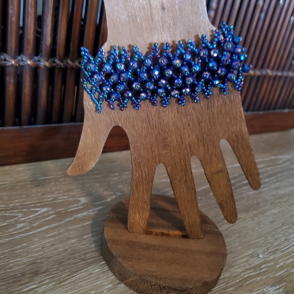 Blue Irridescent Crystal and Beaded Bracelet - Picture 1 of 5